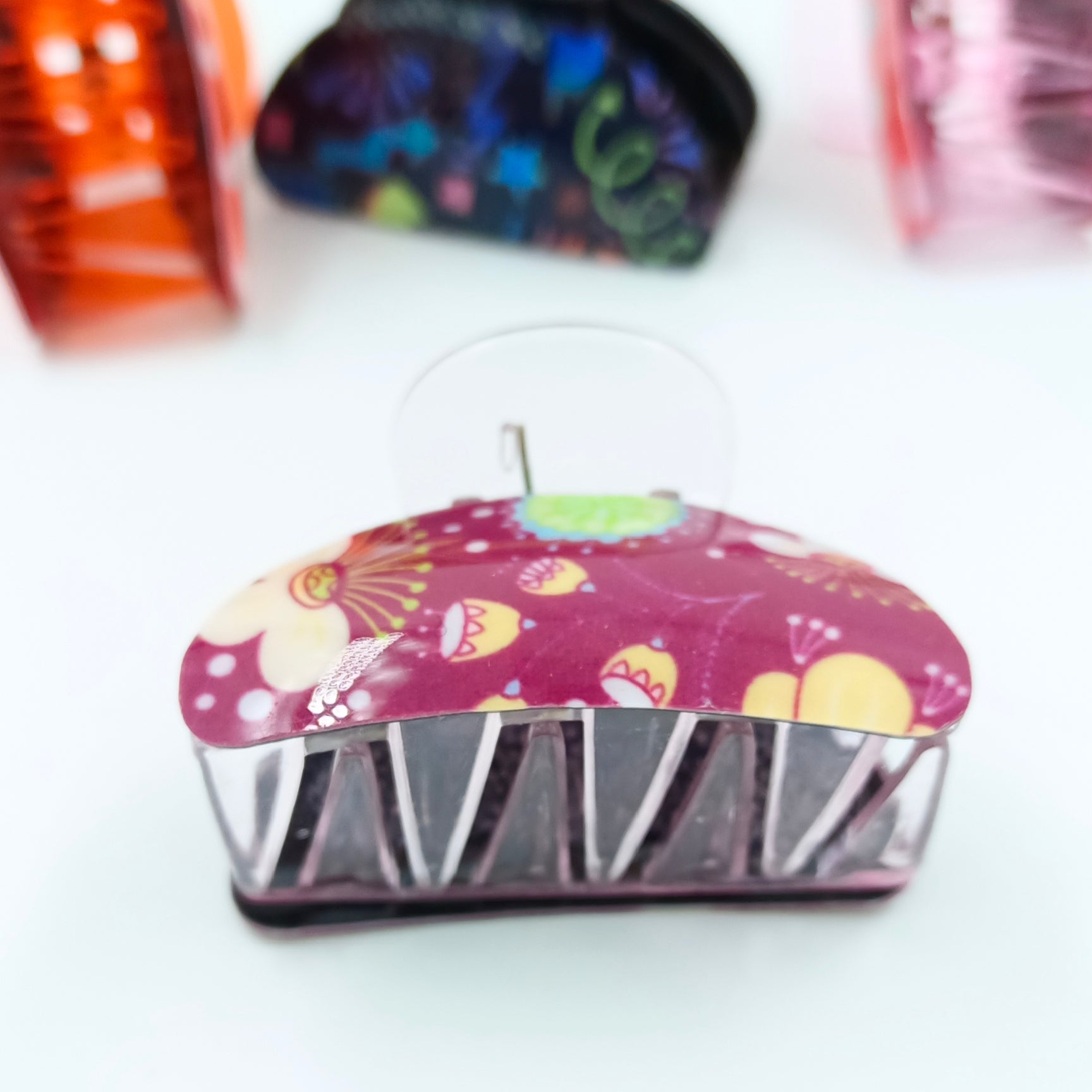 3 Pieces Zigzag teeth Multi Designs Hair Claw - Medium Size