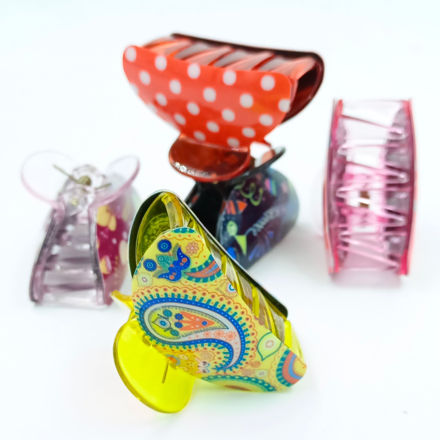 3 Pieces Zigzag teeth Multi Designs Hair Claw - Medium Size