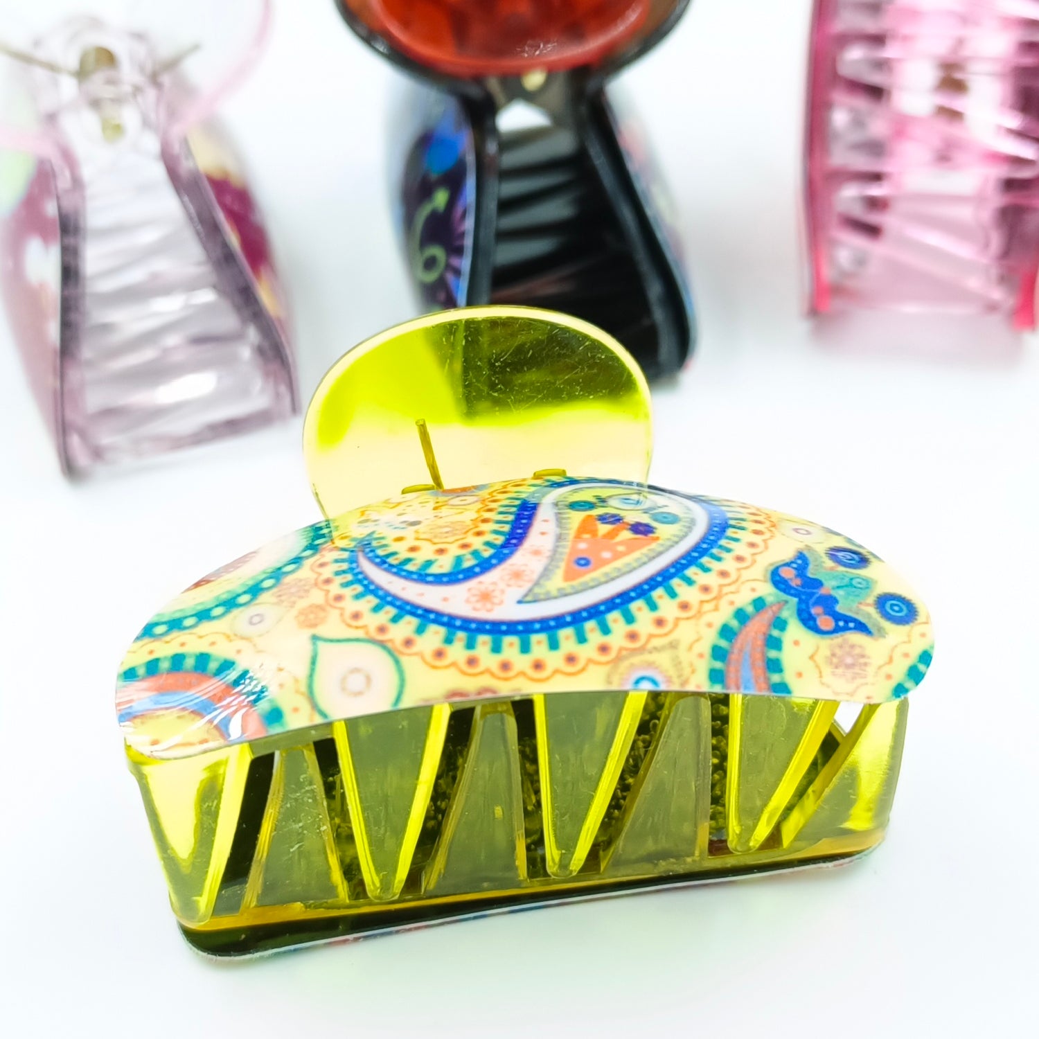 3 Pieces Zigzag teeth Multi Designs Hair Claw - Medium Size
