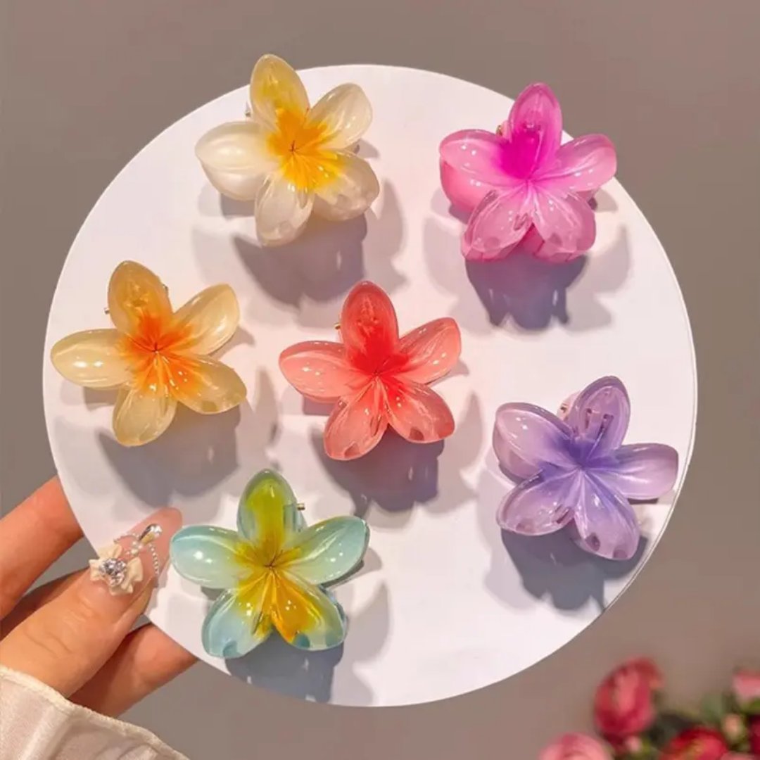 5 Pieces Plumeria Flower Hair Claw - 4 cm