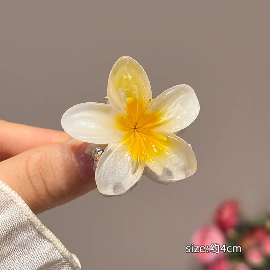5 Pieces Plumeria Flower Hair Claw - 4 cm