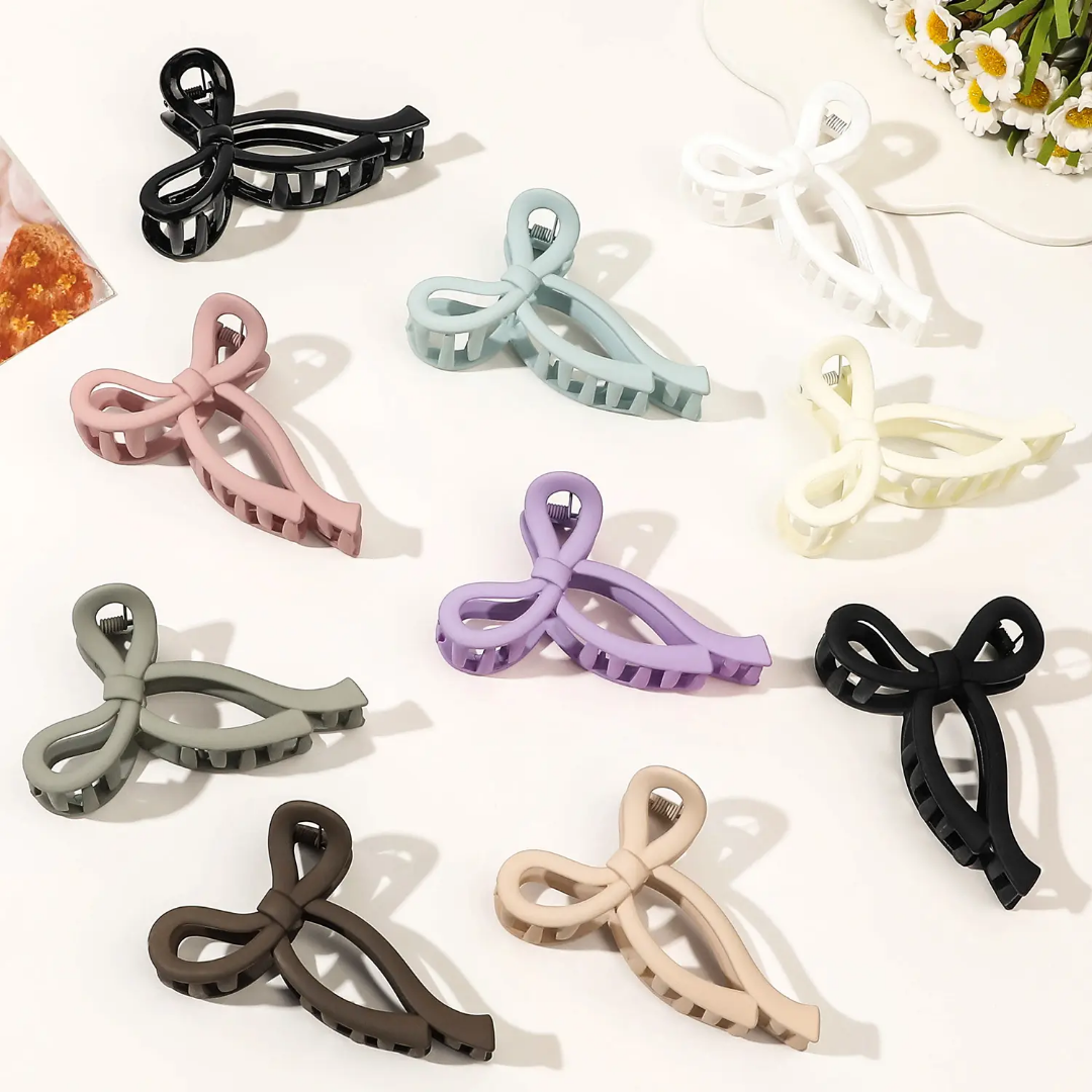 3 Pieces Large Bow Matte Hair Claw Clips