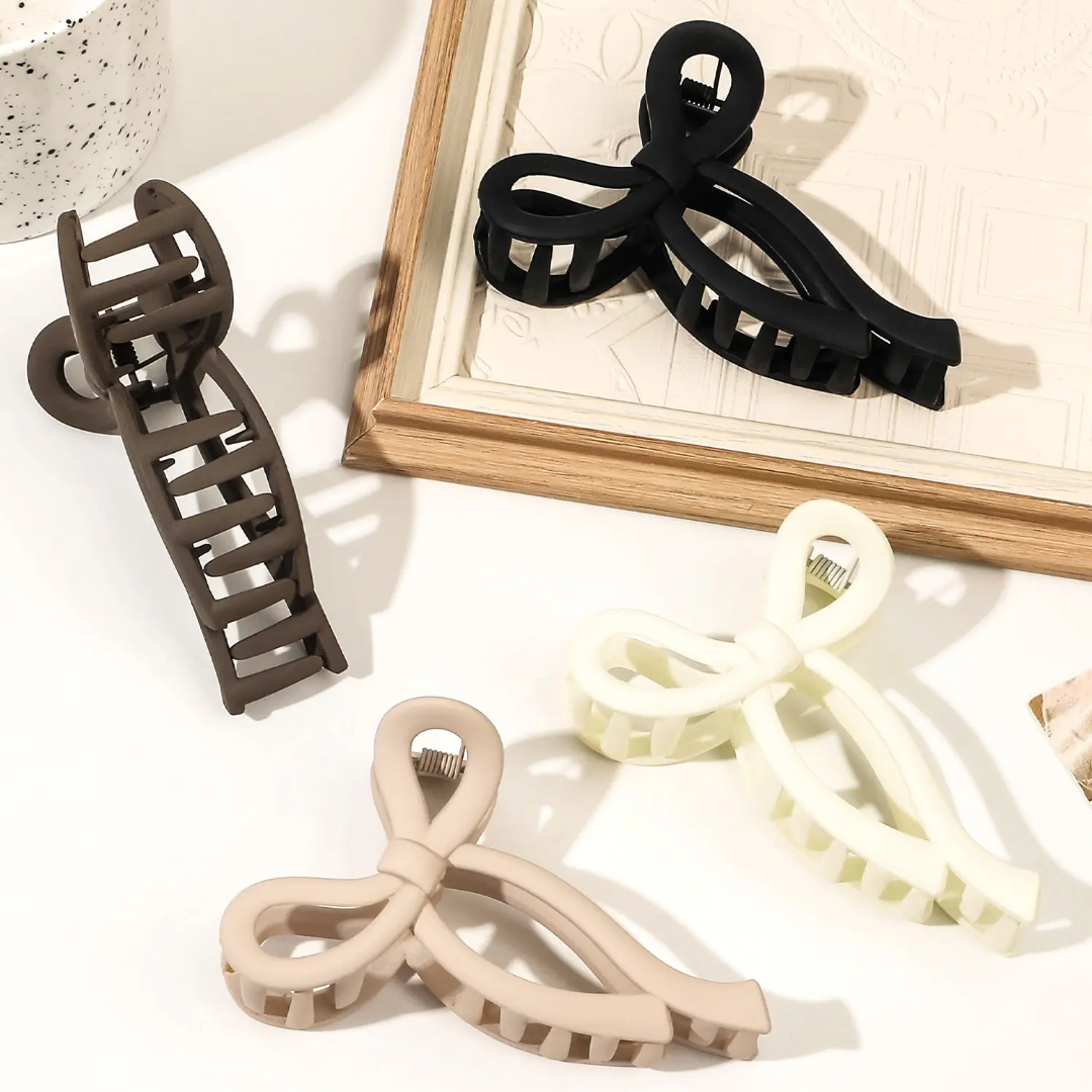 3 Pieces Large Bow Matte Hair Claw Clips