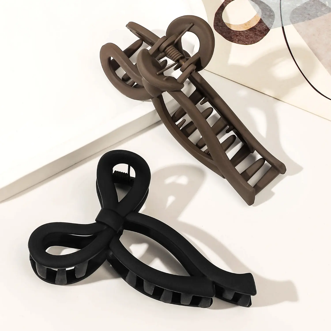 3 Pieces Large Bow Matte Hair Claw Clips