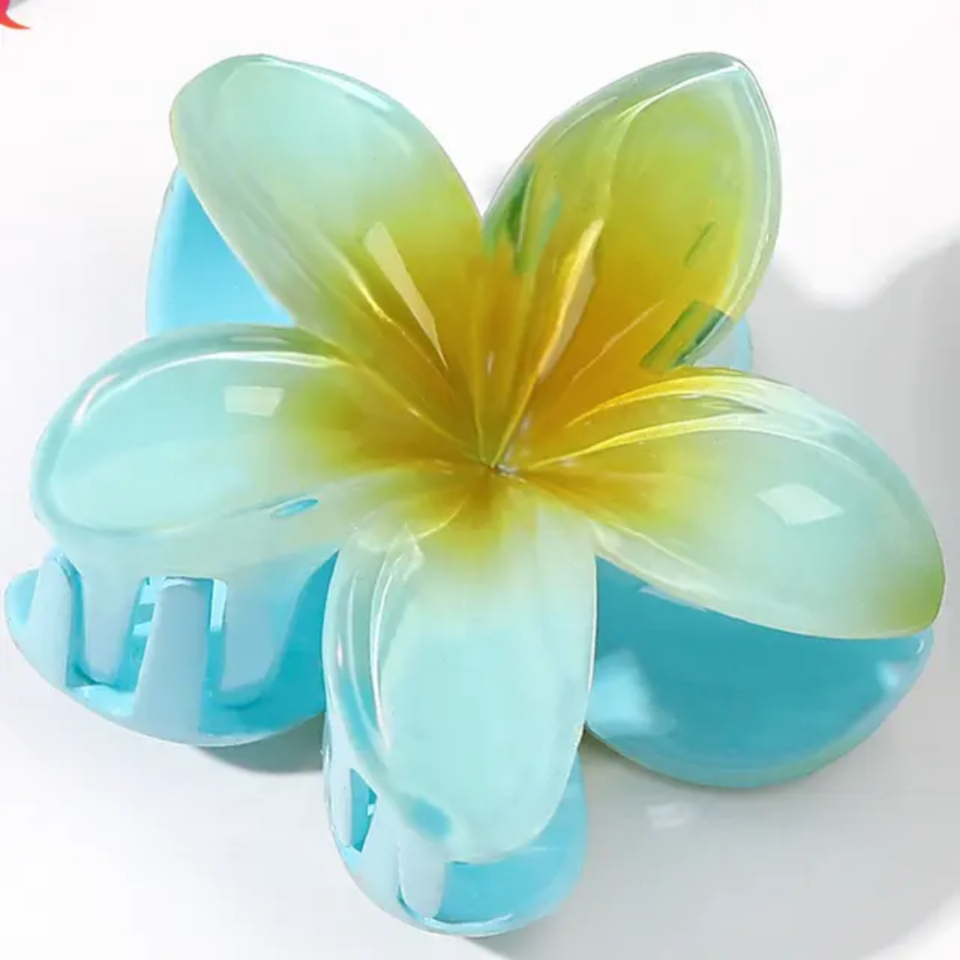 3 Pieces Plumeria Flower Hair Claw - 8 cm