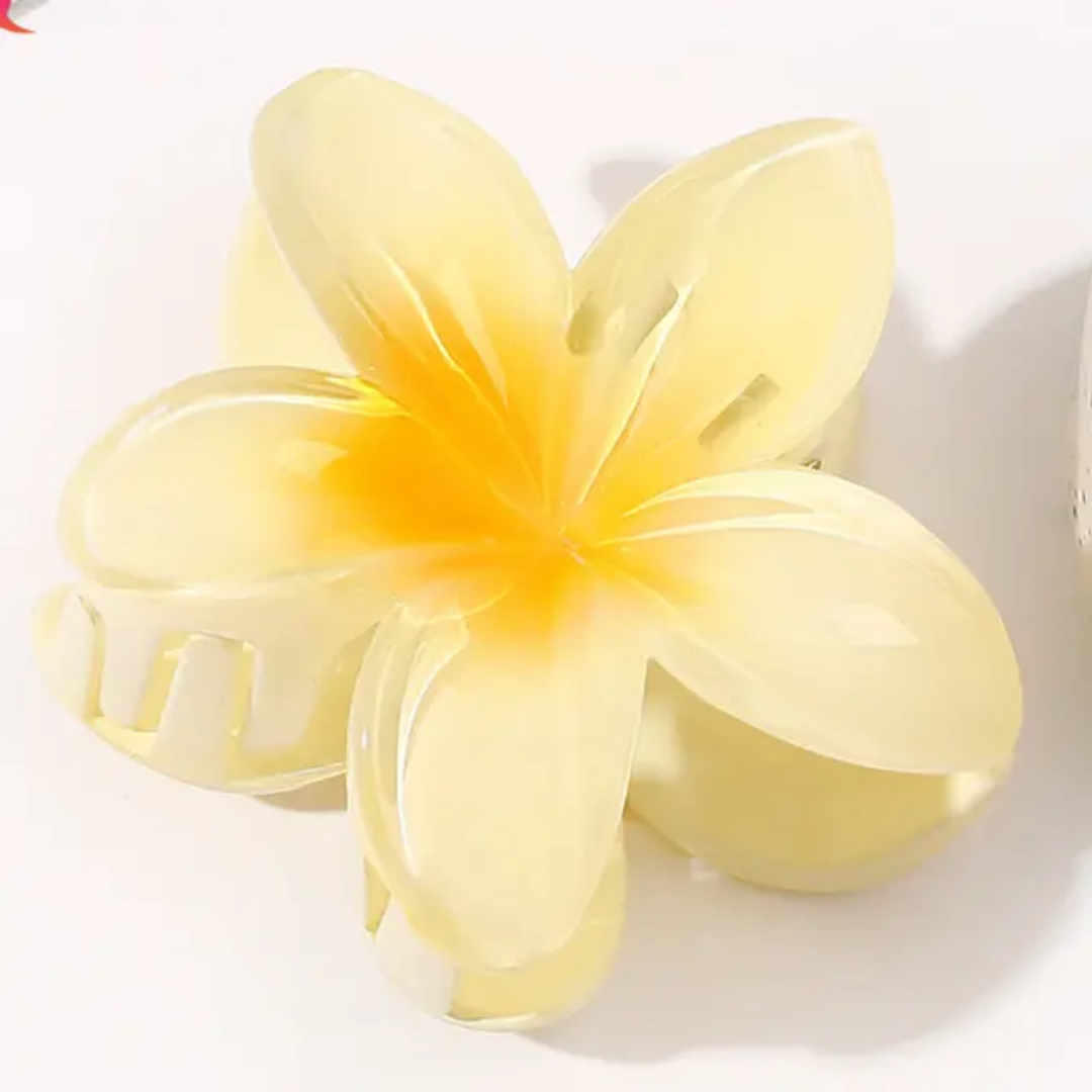 3 Pieces Plumeria Flower Hair Claw - 8 cm