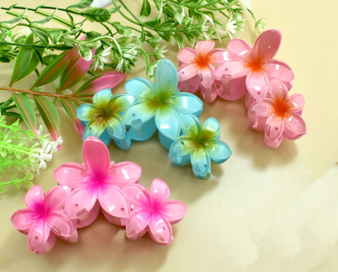 3 Pieces Korean Trendy Triple Flower Hair Clips