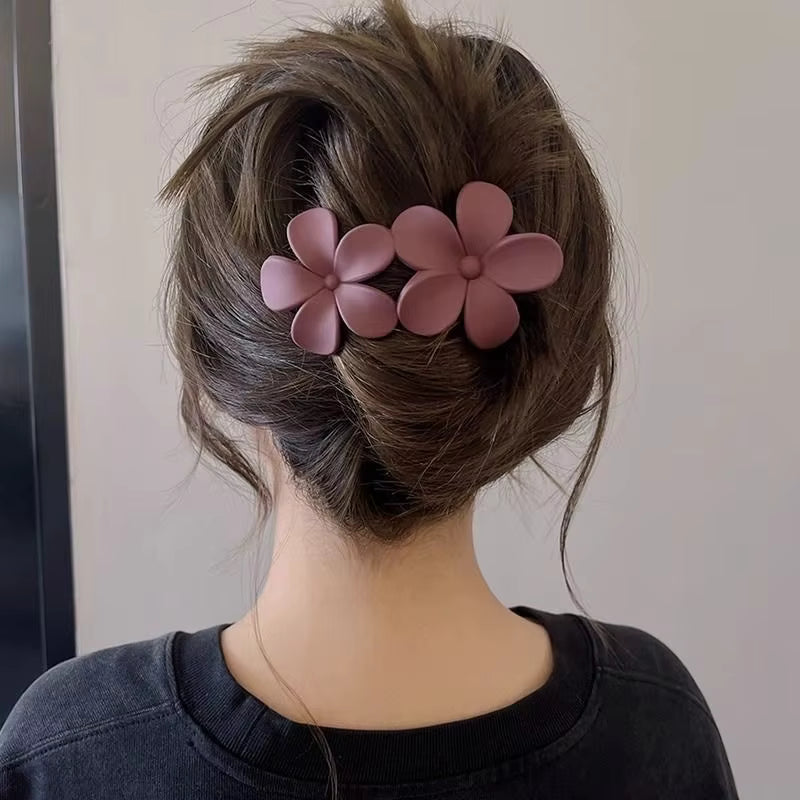 3 Pieces Korean Trendy Double Flower Hair Clips