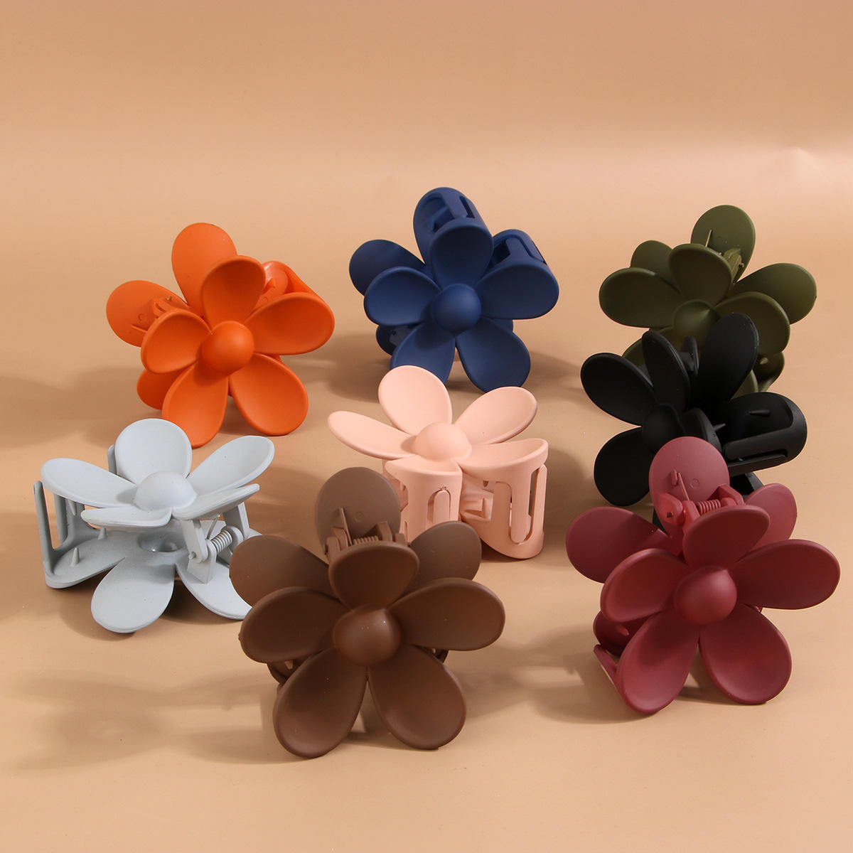 3 Pieces Multicolor Flower Shape Hair Claw