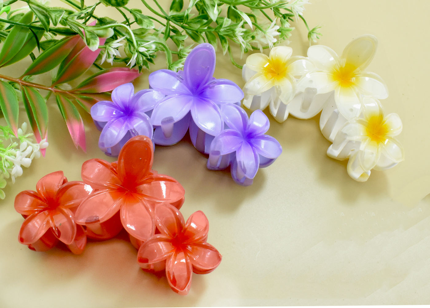 3 Pieces Korean Trendy Triple Flower Hair Clips