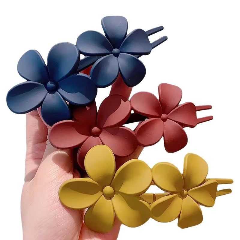3 Pieces Korean Trendy Double Flower Hair Clips