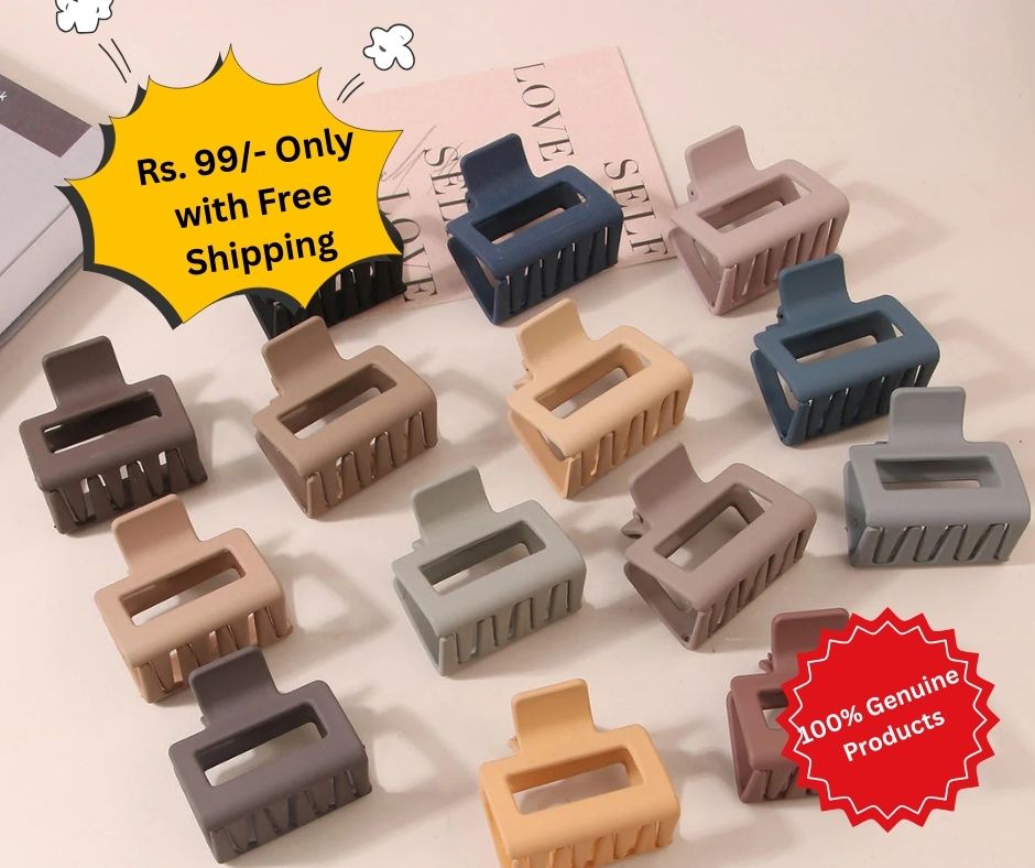 3 Pieces Multicolor Square Shape Hair Claw