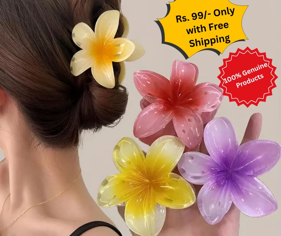 3 Pieces Plumeria Flower Hair Claw - 8 cm