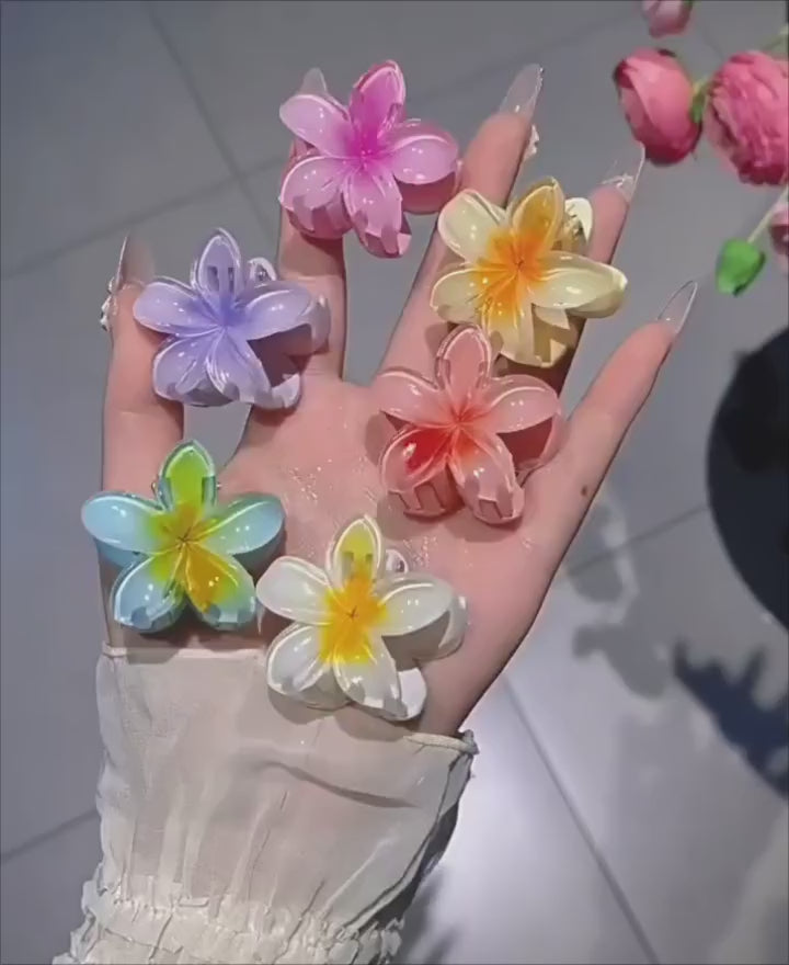 5 Pieces Plumeria Flower Hair Claw - 4 cm
